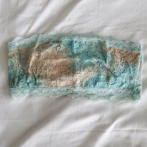 NWOT Blue & Gold Lace Bandeau, M